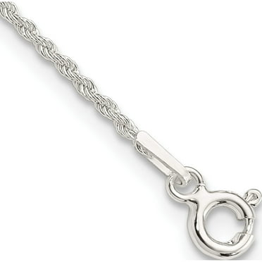 Sterling Silver 1.3mm Solid Rope Chain Anklet (9 X 1.3) Made In Italy qdr025-9