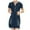 Dark Blue Dress, variant on Women's Mini Denim Dress with Pocket Discount Solid Color Boho Retro Holiday Short Sleeve Summer Beach Sale V Neck Sundress for Girls Button Elegant Leisure Dark Blue XL