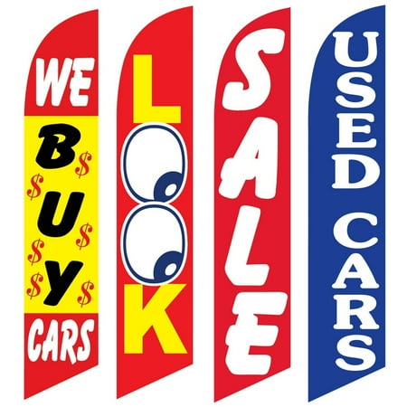 4 Advertising Swooper Flags We Buy Cars Look Sale Used Cars