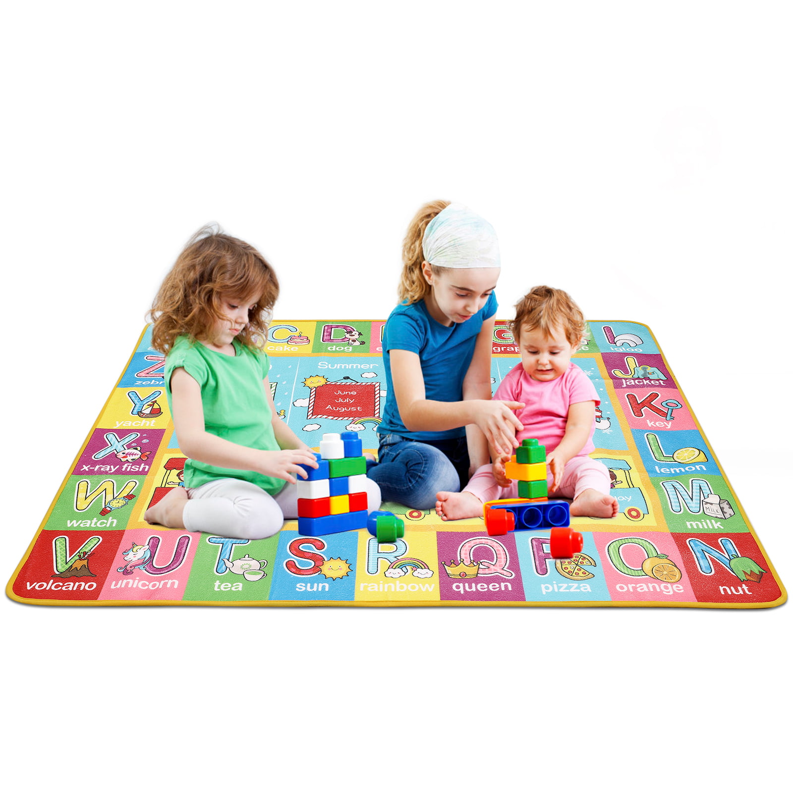 Washable Crawling Mat 59 Non-Slip Cotton Gym Play Mat Toy Storage Sea World Winthome Baby Play Mat Round