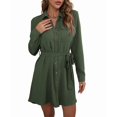 thumbnail image 2 of Women'S Long Sleeve Button Down Shirt Dress Casual Loose Tie Waist Adjustable Sleeve Length Dresses, 2 of 9