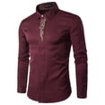 thumbnail image 1 of Chemises pour Hommes à Manches Longues Hommes Décontracté Imprimé Col Montant Chemise de Base à Manches Longues Blouse Chemises pour Hommes à Manches Longues, 1 of 3