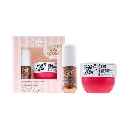 Holler And Glow Limited Edition Glow On Vacay Bronzing Body Oil And Body Butter Duo, 2 Piece Set