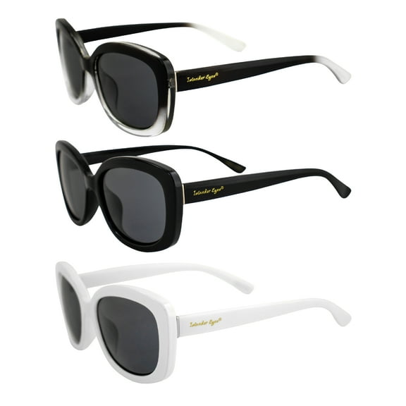 Islander Eyes Dominica Polarized Sunglasses for Women 3 Pairs Gradient Black-Clear White & Black Frames w/ Smoke Lenses