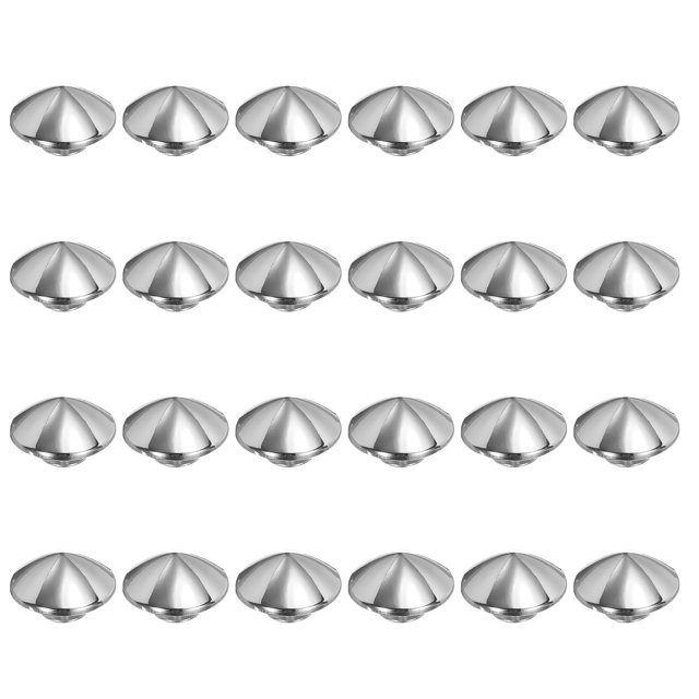Uxcell 24 Pcs Kit de Picos y Remaches en Forma de Cono, Picos y Remaches de Metal de 18 mm, Plata