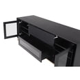 thumbnail image 2 of Ergode78" Contemporary TV Stand in an Ebony Oak Finish, Media Console for Flat Screen and Audio Video Installations Featuring Contoured Edge Detail with a Gold Epoxy finished Steel Base and Levelers, 2 of 5