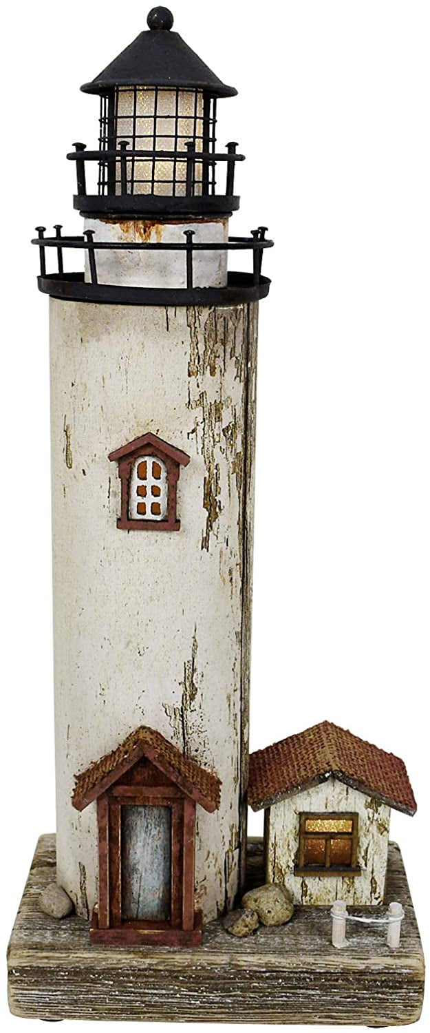 Wooden Rustic Lighthouse Nautical Tabletop Decoration Beach Themed ...