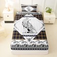 thumbnail image 3 of Manfei Classic Wolf Patch Twin Sheets,Brown Check Pine Bedding,3pcs,1 Fitted Sheet and 1 Pillowcase, 3 of 6