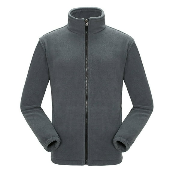 Guzom Outdoor Jackets for Women- Zipper Fleece without Hood Warm Thick Casual Womens Winter Coats Dark Gray Size L
