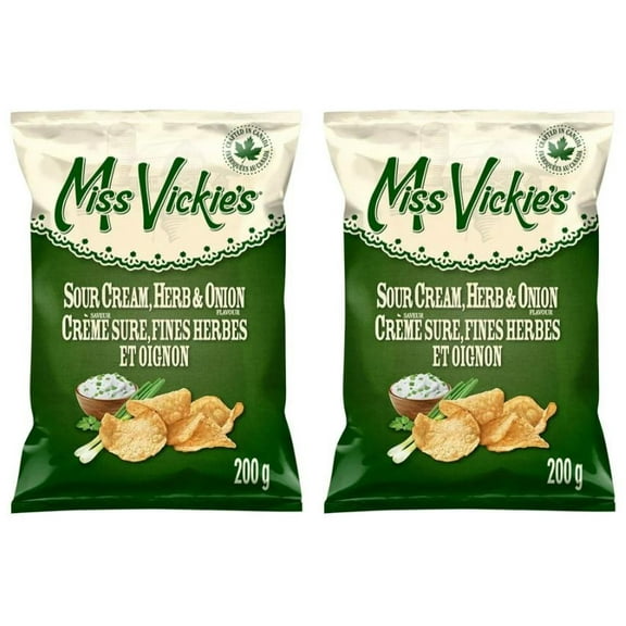 Miss Vickie's Sour Cream, Herb & Onion Kettle Cooked Potato Chips, 200g (2 Pack)