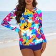 thumbnail image 7 of Mifsaly Tankinis Swimwear for Women Long Sleeve 2 Piece Bathing Suits Patchwork Tropical Print Tankinis Set Sun Protection Athletic Surfing Beachwear XL, 7 of 7