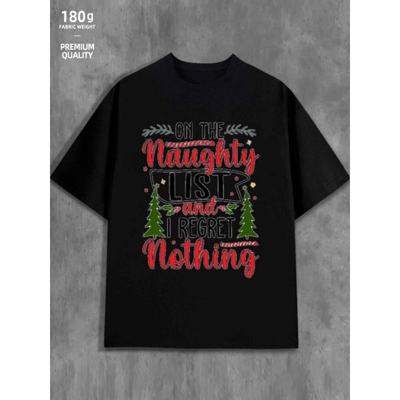 Naughty List men 180G 100% Cotton black Unique Design Unisex Shirt Crewneck tshirts Classic Unisex Shirt Crewneck tshirts Original Unisex Shirt Crewneck tshirts Casual Unisex Shirt Crewneck tshirts