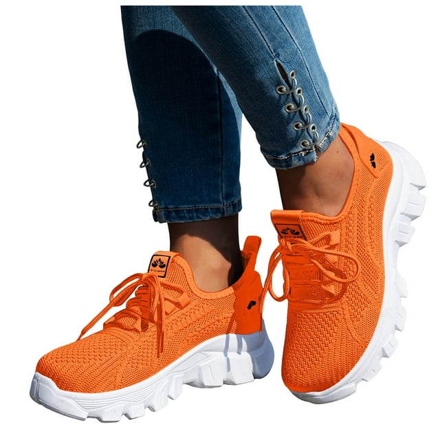Womens Chunky Walking Shoes Comfortable Arch Support Orthopedic Woven Non Slip Jogging Work Fashion Sneakers