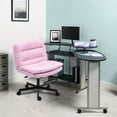 thumbnail image 2 of Criss Cross Legged Chair Ergonomic Home Office Desks Chair with Casters, Armless Wide Comfy Vanity Desk Seat Swivel Rolling Computer Chair, Adjustable Height, Rocking Function, Pink, 2 of 9