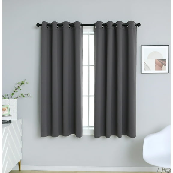 INLINAS Blackout Curtains for Bedroom, Thermal Insulated, Noise Reduction, Energy Saving Set of 2 Panels, Dark Grey, 52W x 45L Inch