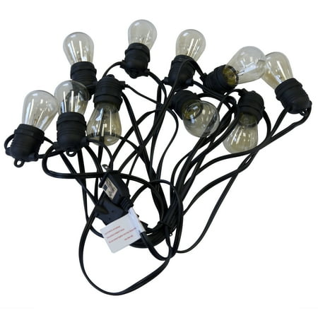 Black Outdoor Lighting Asian Import Store Distribution OUT10NDE2618CLB 21' 10 S14 Light Black Wire Outdoor Patio Light Set ()