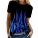 thumbnail image 4 of Blusa de manga corta con cuello redondo y estampado de llamas para mujer Pompotops  hkajfhjk460423, 4 of 9