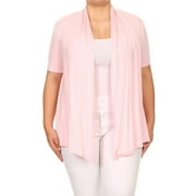 MOA COLLECTION Women's Plus Size Short Sleeve Open Front Cardigan for Everyday Wear