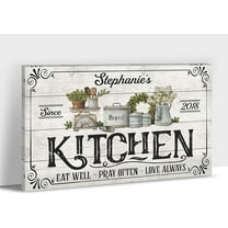 Kitchen Canvas Wall Art - Rustic Kitchen Pictures for Wall Decor, Farmhouse Kitchen Sign Pictures For Kitchen, Name Customized Kitchen Art Picture Framed Canvas Print For Dining Room 12x18