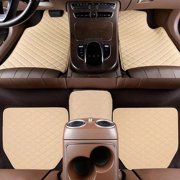 Decodeary Leather 5 Pcs Waterproof Leather Car Floor Mats Car Floor Mats Mats Automobile Interior Carpet Accessories Interior Beige