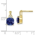 thumbnail image 4 of Primal Gold 10 Karat Yellow Gold Checkerboard Created Sapphire and Diamond Earrings, 4 of 4