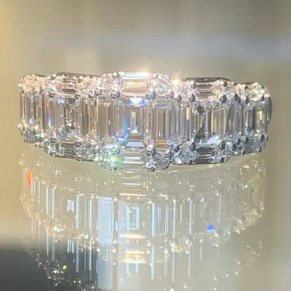 Women Elegant Wedding Engagement 925 Silver Rings Cubic Zircon Jewelry Sz 6-10