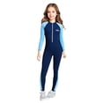 thumbnail image 3 of YONGHS Unisex Kids One-piece Sun Protection Swimwear Long Sleeve Full Cover Surfing Swimsuit Navy Blue 15-16, 3 of 7
