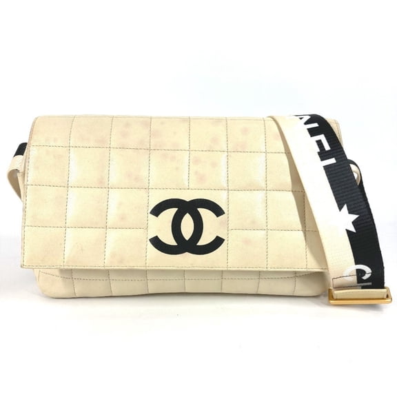 Pre-Owned CHANEL CC Coco Mark Chocolate Bar Two-Tone Crossbody Flap Pochette Shoulder... (Fair)