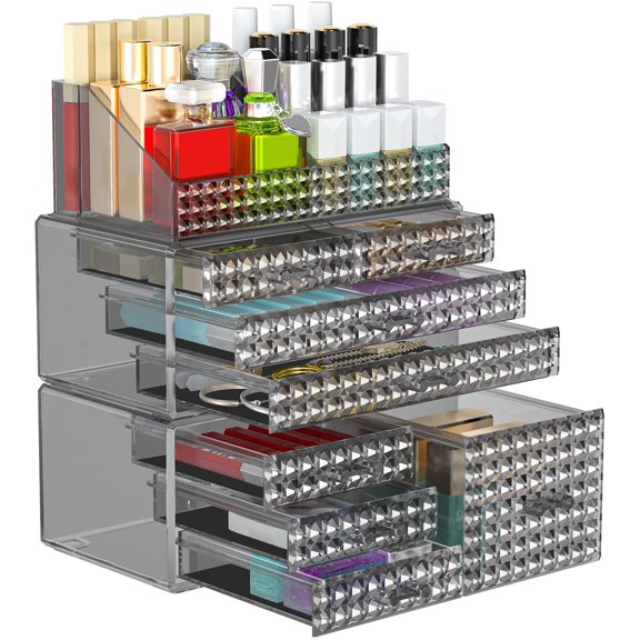 Organizador de maquillaje Awenia apilable con 8 cajones, paquete de 3