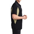 thumbnail image 3 of Mens Side Blocked Polyester Micropique Sport-Wick Polo Black/ Vegas Gold 6X-Large, 3 of 5