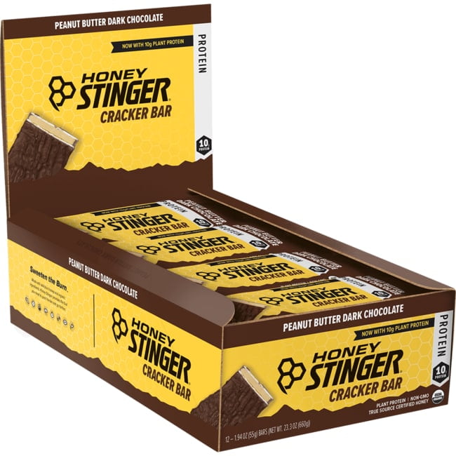 Honey Stinger Peanut Butter Dark Chocolate Cracker Bar, 10g Protein, 12