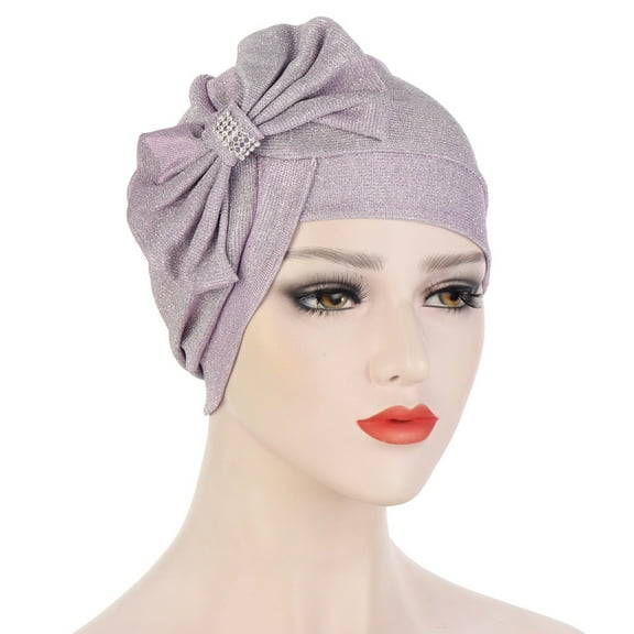 6 Colors Women Turban, Fashion Elastic Bow Headwrap Cap for Daily Wear 1Pc