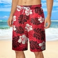 thumbnail image 2 of kamemir Gym Shorts Men Men's Linen Shorts Casual Elastic Waist Drawstring Summer Beach Shorts(Red,L), 2 of 5