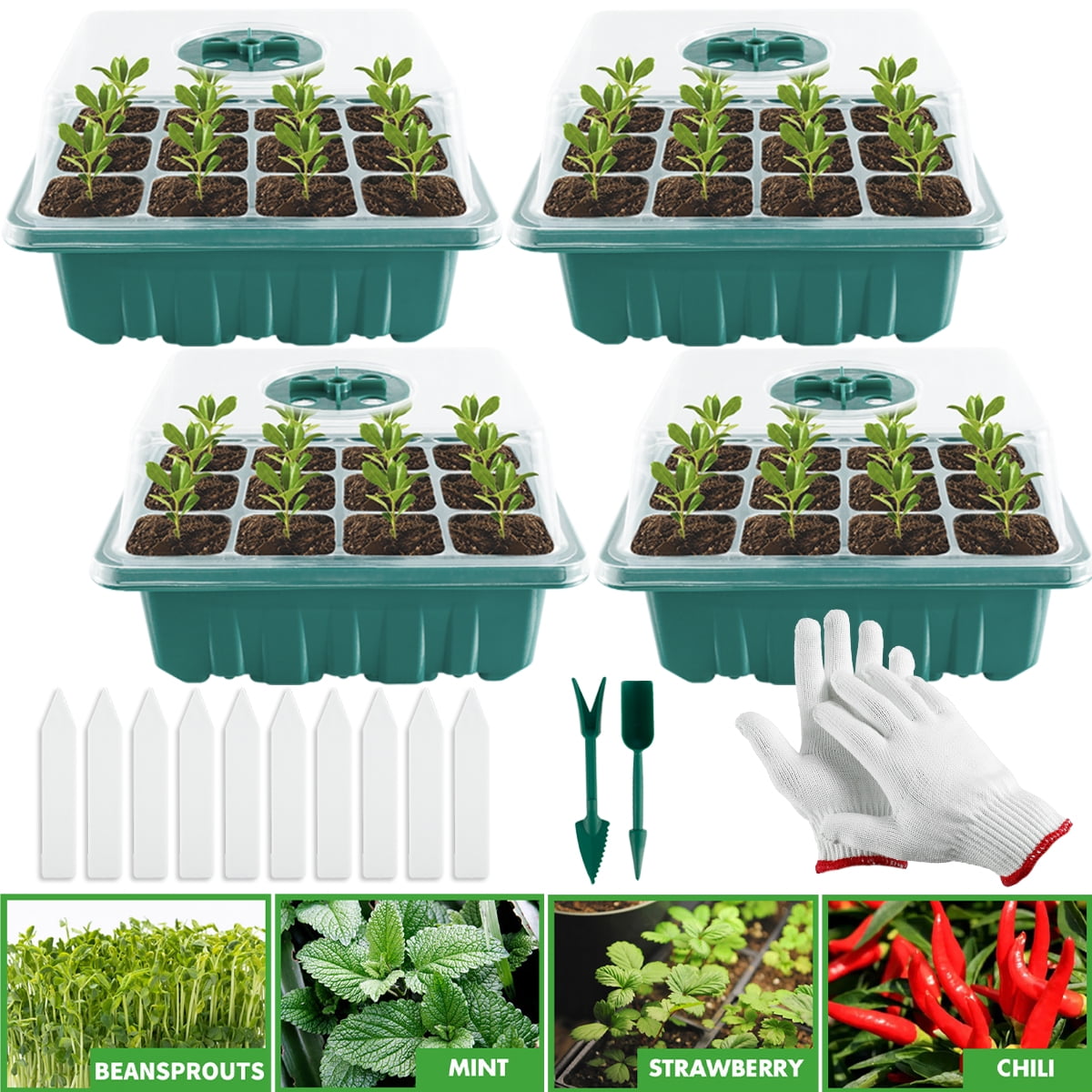 12 Hole Seedling Tray Starter Tray Greenhouse Grow Trays Humidity Adjustable 