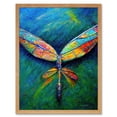 thumbnail image 1 of Dragonfly Wings Colourful Oil Modern Art Print Framed Poster Wall Decor 12x16 inch, 1 of 5