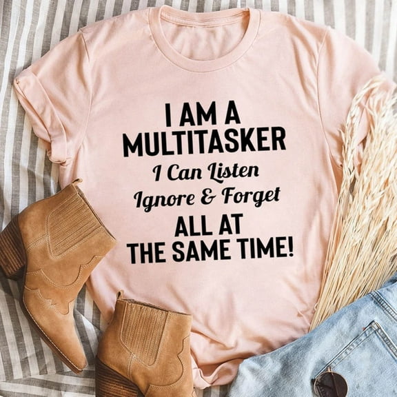 Xuyuer Funny Badass Womens T Shirts Cool Sarcastic Graphic Tees for Ladies with Sass Women I Am A Multitasker Letter Shirt Pullover Short Sleeve Tops Tee