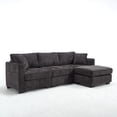 thumbnail image 5 of Modern Storage Sofa with Dual Usb, 2 Side Pockets, Ottoman Storage Bench Cloud Sectional Chenille Sofa Oversized, 4-Seat, L-Shaped Couch (Black), 5 of 11
