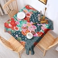 thumbnail image 2 of Pioneer Flower Floral Print Pattern Square Tablecloth,Waterproof Square Table Cover,Wipeable Spillproof Washable Table Cover for Home Kitchen Party Decor 42"X42"(107x107cm), 2 of 6