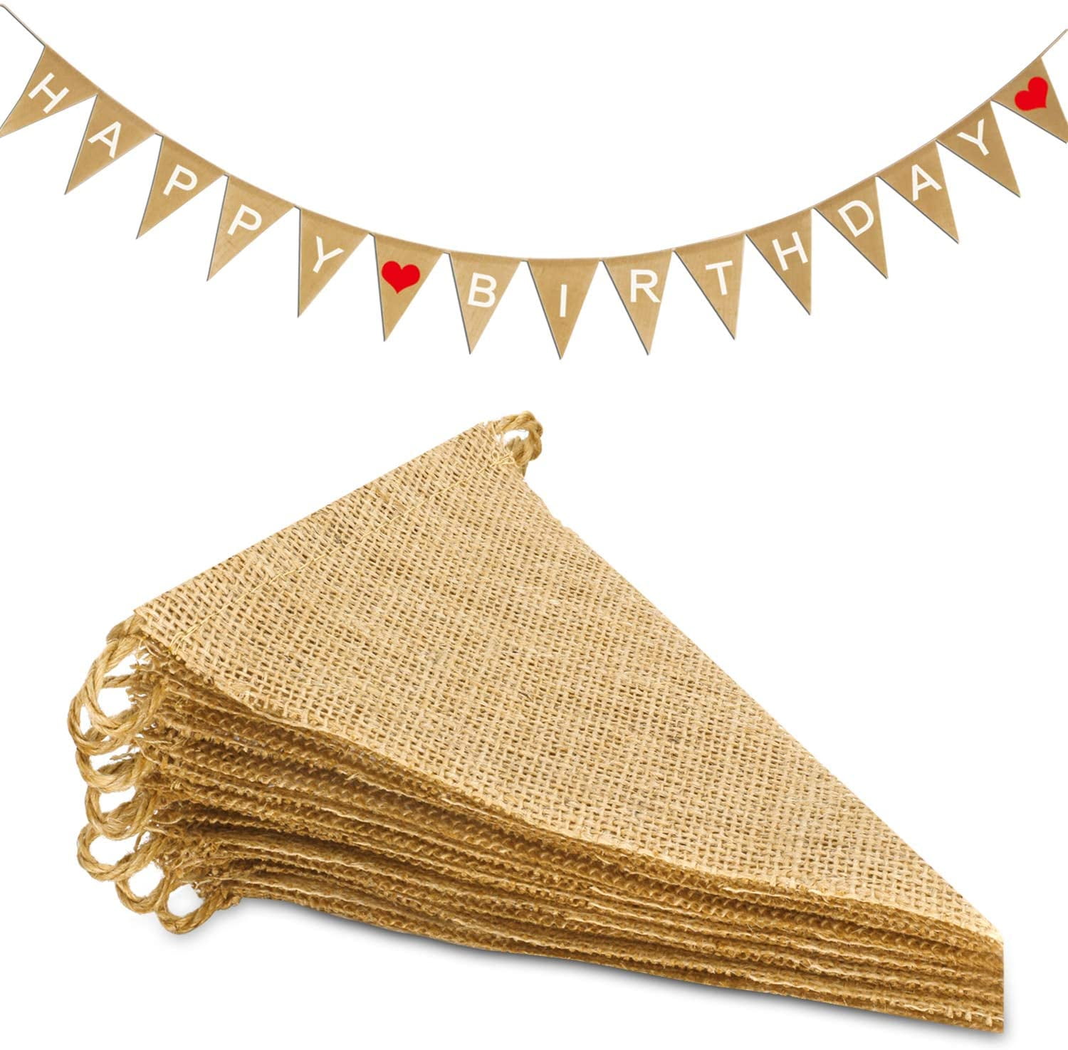 15Pcs Burlap Banner 14 Ft Triangle Flag - DIY Hand Painted Party Banner