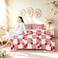 thumbnail image 5 of Manfei Modern Checkered 7pcs Queen Bedding,Cute Cherry Bedding Comforter Set Queen,Red White,Colorful Stars Reversible, 5 of 7