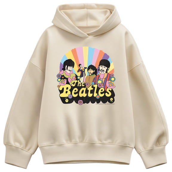 The Beatles - Retro Floral - Women's Oversized Fleece Hoodie Sweatshirt