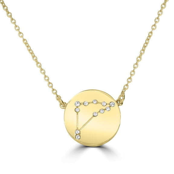 14k Gold Over Brass Capricorn Zodiac Crystal Pendant Necklace, 16 Inches