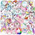 thumbnail image 1 of Paquete de pegatinas con bonito unicornio, 50 unidades, coloridos dibujos animados con arcoíris, 1 of 2
