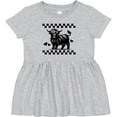 thumbnail image 3 of Inktastic Highland Cow Lover Checkered Girls Baby Dress, 3 of 5