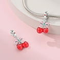 thumbnail image 2 of Jeffery Charms 925 Silver Fruit Strawberry Cherry Lemon Avocado Kiwi Pineapple Watermelon Pendant for Women Bracelet Necklace,Pink bow heart cherry,Fruit, 2 of 8