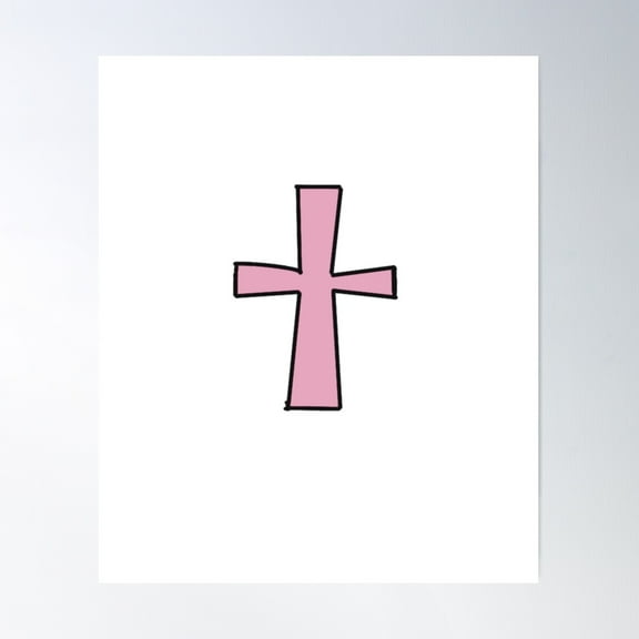 Pink Cross Poster Wall Art, Modern Wall Decor For Living Room Bedroom, 12x18 UNFRAMED