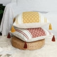 thumbnail image 6 of Boho Throw Pillow Cover with Tassels, 20x20 Inches, Mustard Yellow/Cream | Decorative Pillow Cover for Living room Couch Sofa/ Farmhouse Woven Pillow Case/ Neutral Accent Cushion Cover, 6 of 10