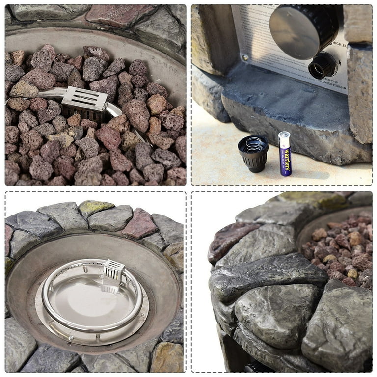 Costway 28'' Propane Gas Fire Pit Outdoor 40,000 BTUs Stone Finish Lava Rocks Cover Costway 28'' Propane Gas Fire Pit Outdoor 40,000 BTUs Stone Finish Lava Rocks Cover