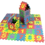 JANDEL Educating Mat with Alphabet and Numbers Foam Puzzle Play Mat, 36 Pieces Child Cartoon Letters Numbers Foam Play Puzzle Mat Floor Carpet Rug for Baby Kids Home Decoration Soft and Safe