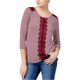 thumbnail image 1 of Blusa de punto Maison Jules con ribete de encaje para mujer rojo XS, 1 of 2